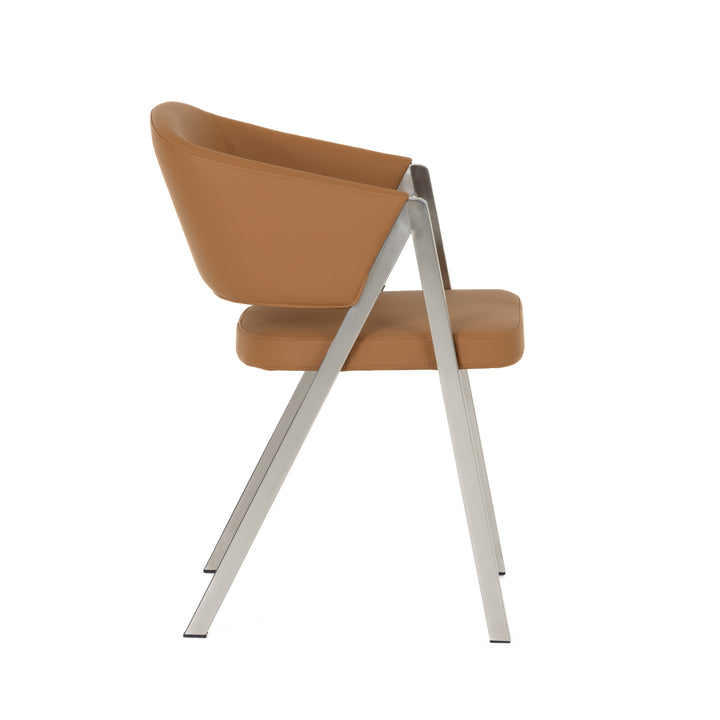 Marcus  Modern Camel Vegan Leather Dining Chair (Set of 2)