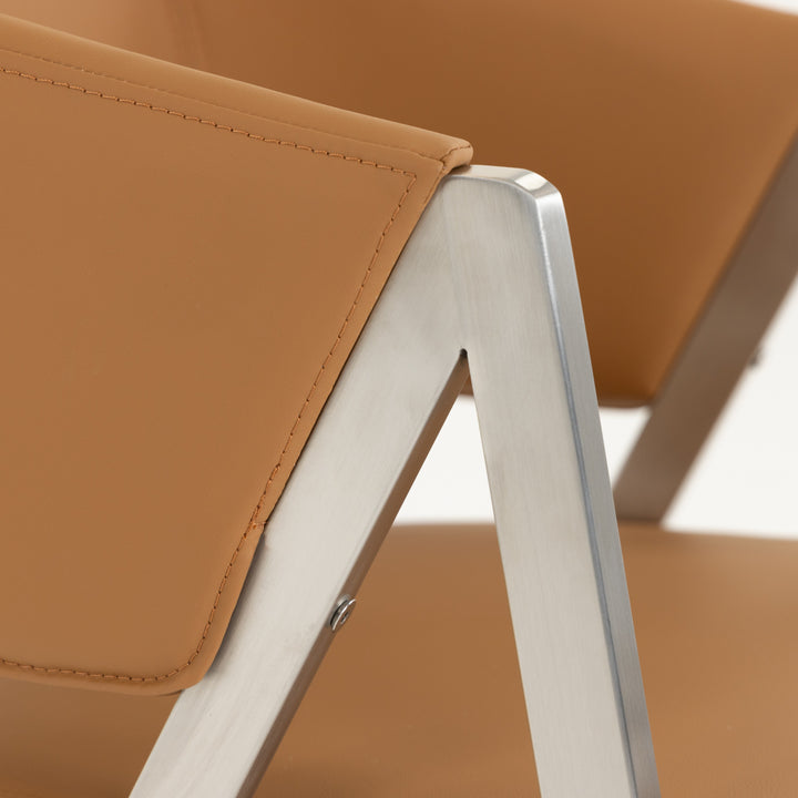 Marcus  Modern Camel Vegan Leather Dining Chair (Set of 2)