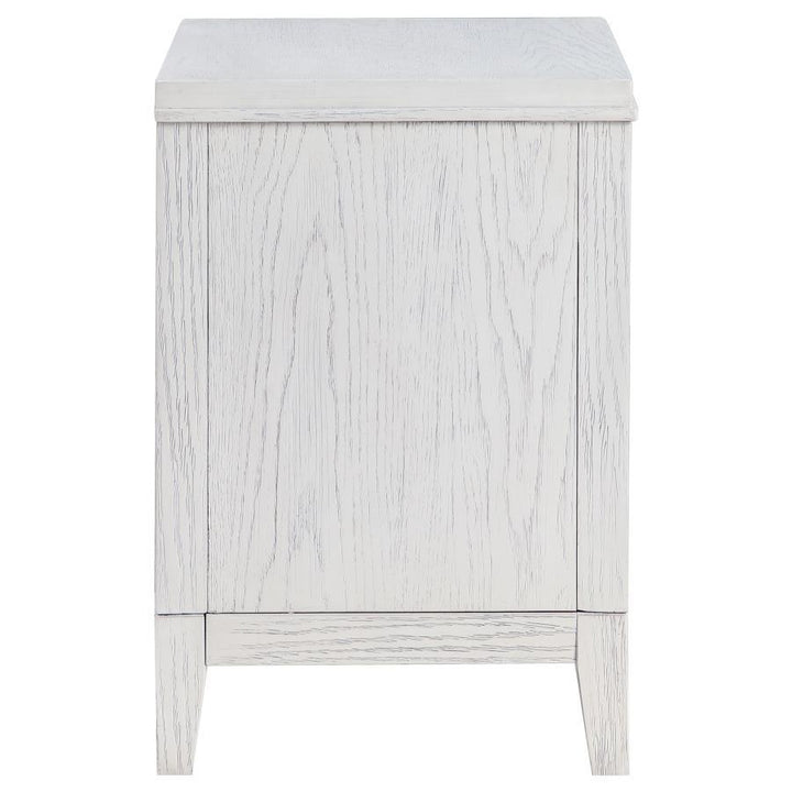 Marielle - 2 - Drawer Nightstand Bedside Table - Distressed White Accent Nightstand modern furniture Contempo Furniture