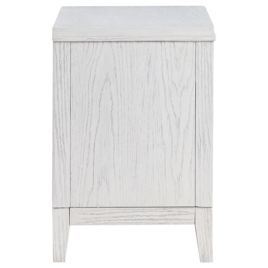 Marielle - 2 - Drawer Nightstand Bedside Table - Distressed White Accent Nightstand modern furniture Contempo Furniture