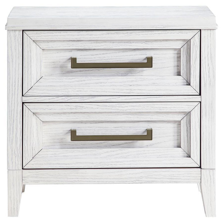Marielle - 2 - Drawer Nightstand Bedside Table - Distressed White Accent Nightstand modern furniture Contempo Furniture