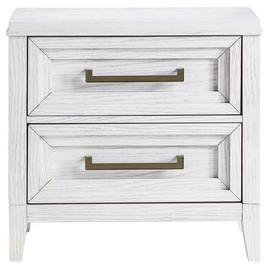 Marielle - 2 - Drawer Nightstand Bedside Table - Distressed White Accent Nightstand modern furniture Contempo Furniture