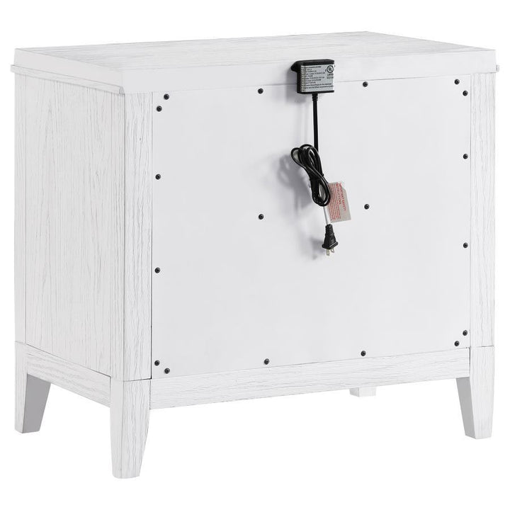 Marielle - 2 - Drawer Nightstand Bedside Table - Distressed White Accent Nightstand modern furniture Contempo Furniture