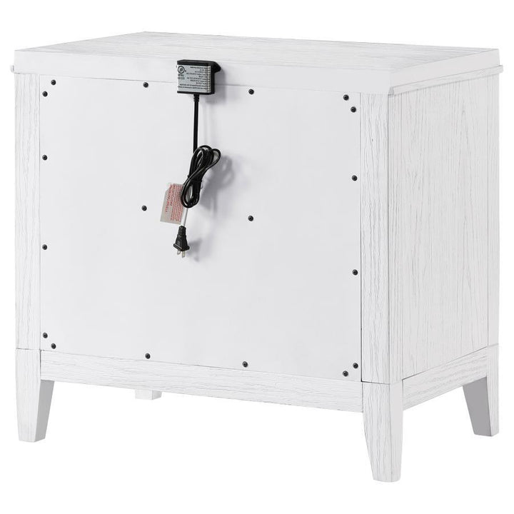 Marielle - 2 - Drawer Nightstand Bedside Table - Distressed White Accent Nightstand modern furniture Contempo Furniture
