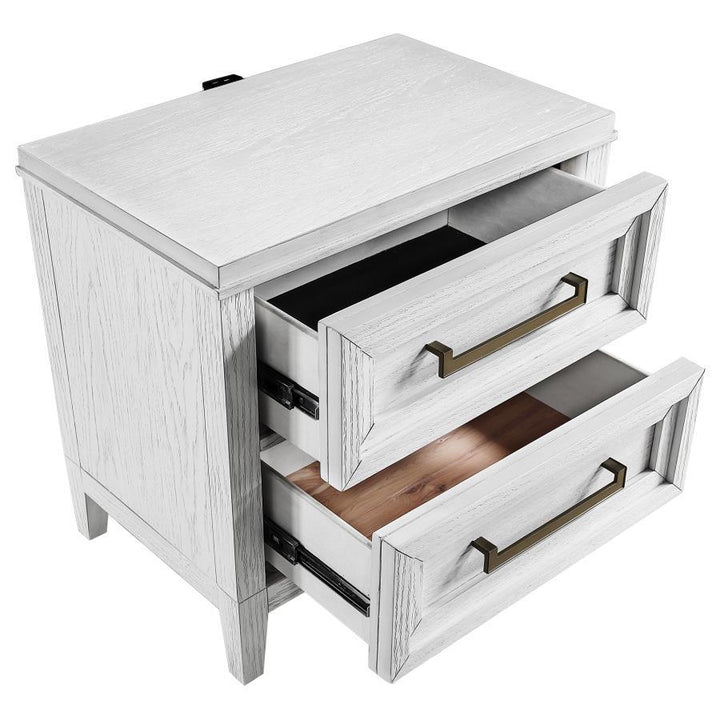 Marielle - 2 - Drawer Nightstand Bedside Table - Distressed White Accent Nightstand modern furniture Contempo Furniture