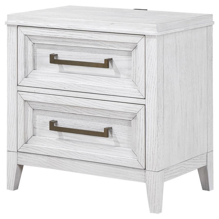 Marielle - 2 - Drawer Nightstand Bedside Table - Distressed White Accent Nightstand modern furniture Contempo Furniture
