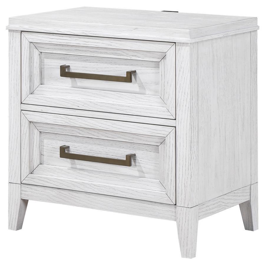 Marielle - 2 - Drawer Nightstand Bedside Table - Distressed White Accent Nightstand modern furniture Contempo Furniture