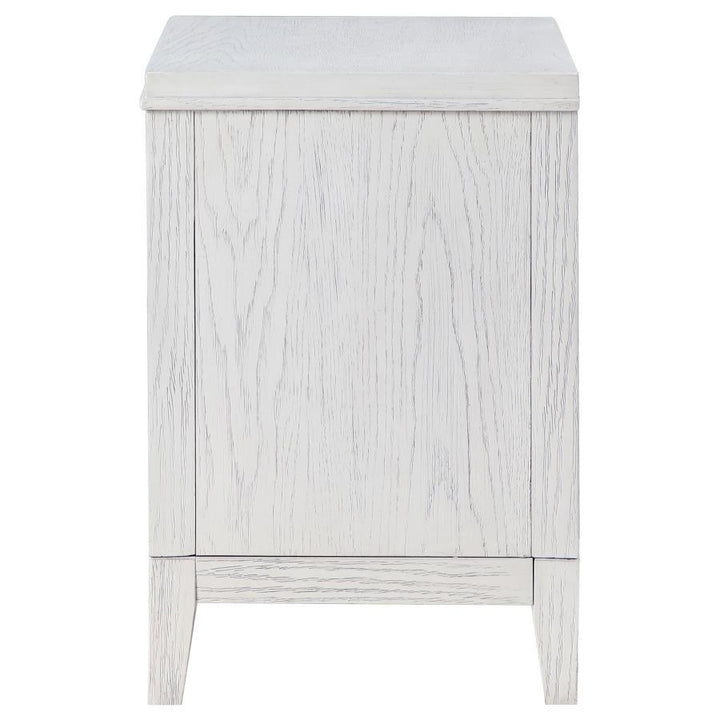 Marielle - 2 - Drawer Nightstand Bedside Table - Distressed White Accent Nightstand modern furniture Contempo Furniture