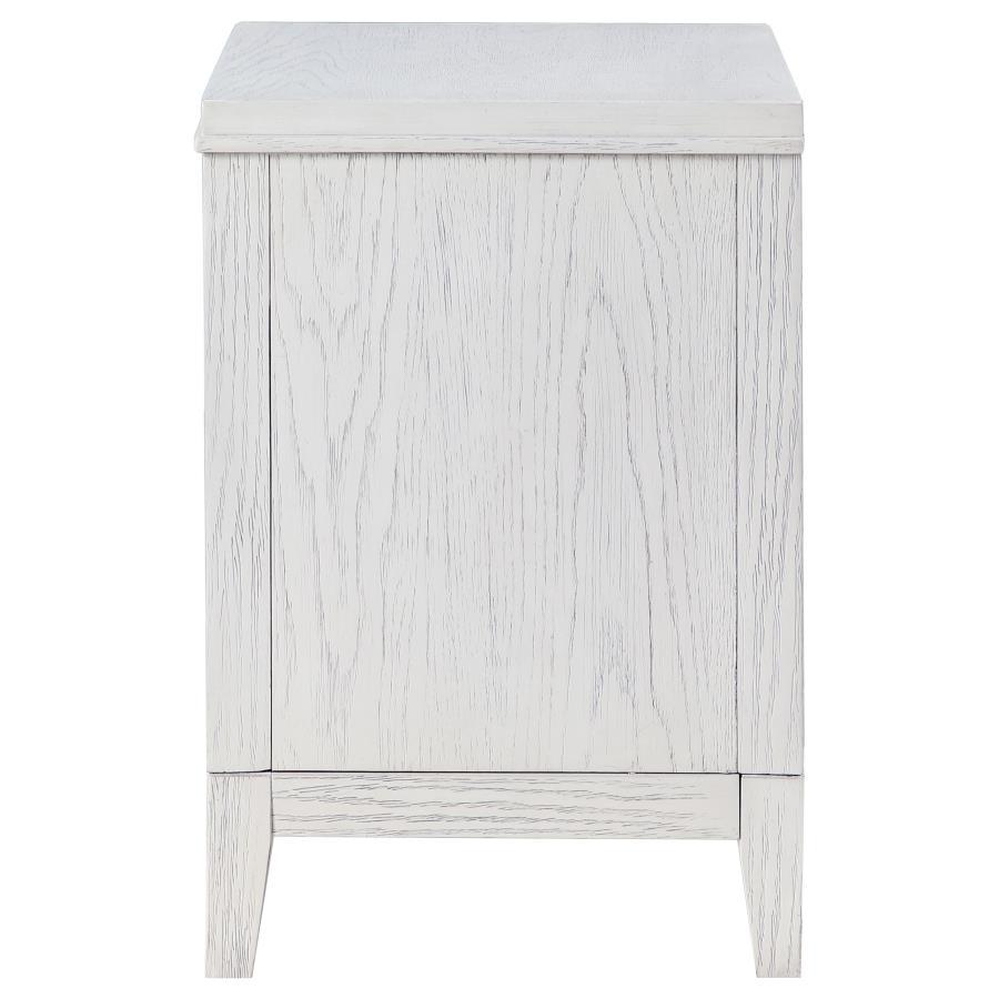 Marielle - 2 - Drawer Nightstand Bedside Table - Distressed White Accent Nightstand modern furniture Contempo Furniture