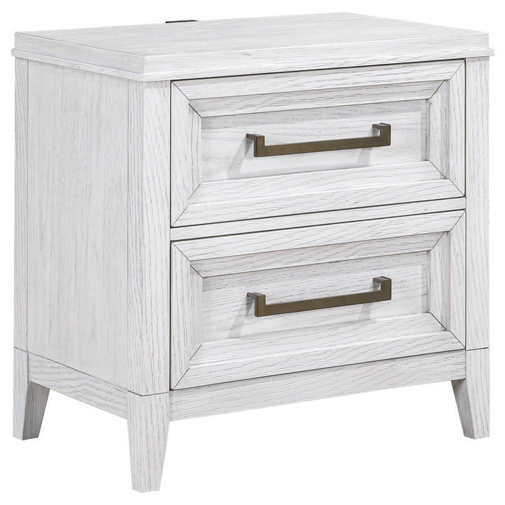 Marielle - 2 - Drawer Nightstand Bedside Table - Distressed White Accent Nightstand modern furniture Contempo Furniture