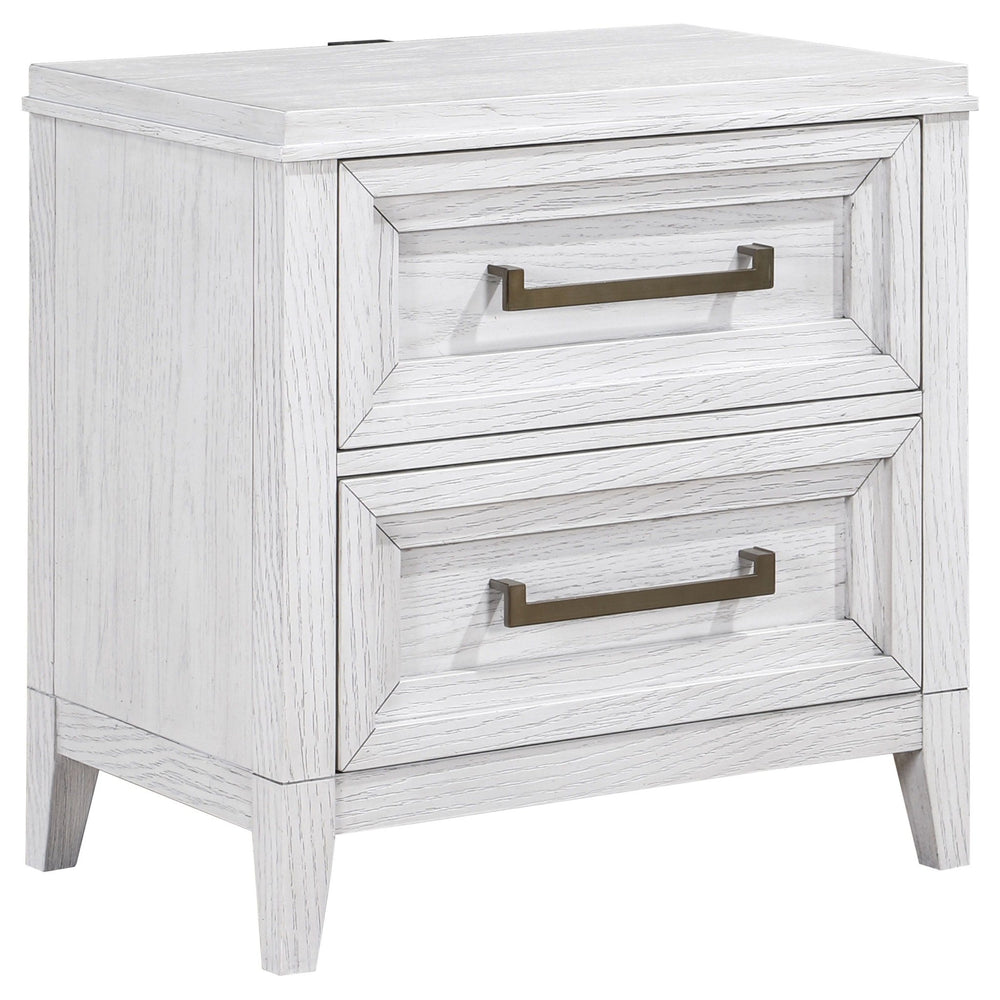 Marielle - 2 - Drawer Nightstand Bedside Table - Distressed White Accent Nightstand modern furniture Contempo Furniture