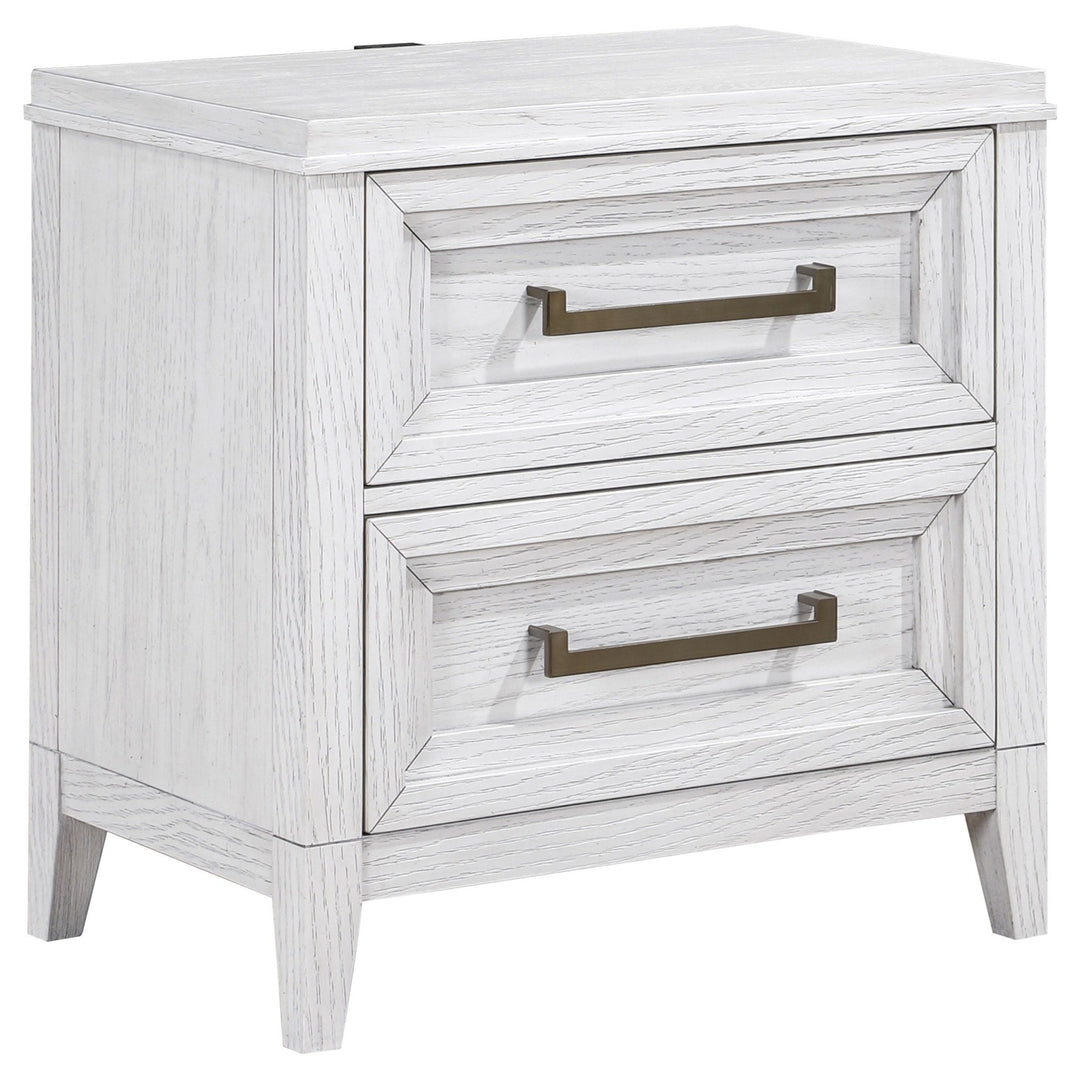 Marielle - 2 - Drawer Nightstand Bedside Table - Distressed White Accent Nightstand modern furniture Contempo Furniture