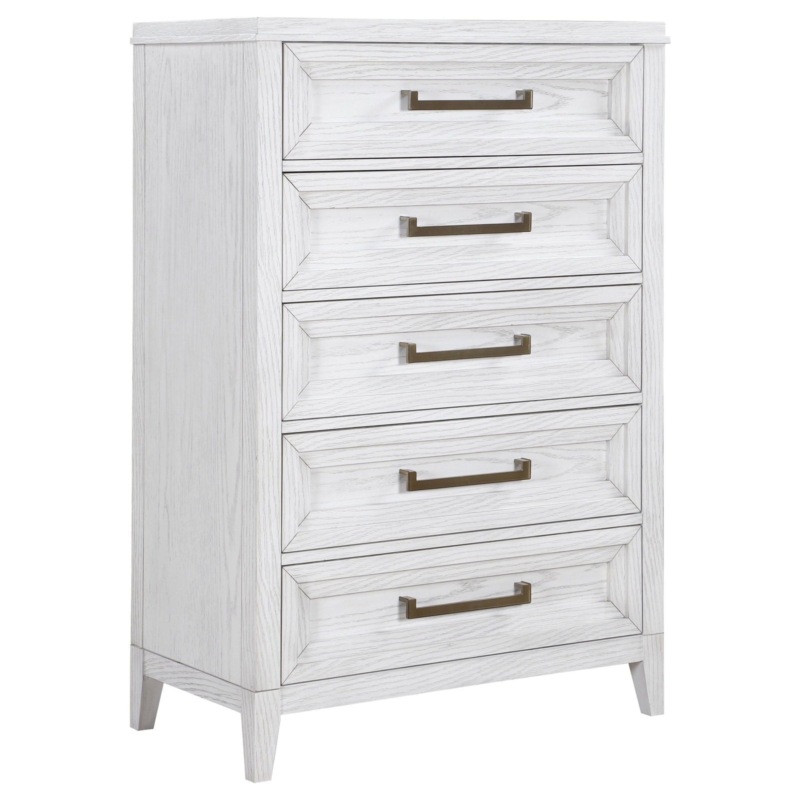 Marielle - 5 - Drawer Bedroom Chest - Distressed White Accent Chest modern furniture Contempo Furniture