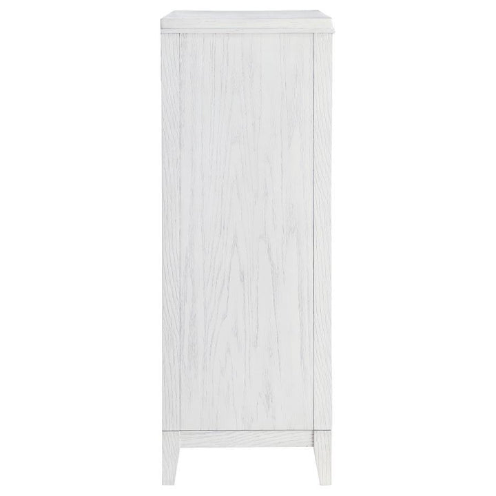Marielle - 5 - Drawer Bedroom Chest - Distressed White Accent Chest modern furniture Contempo Furniture