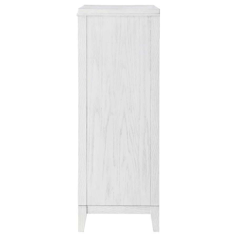 Marielle - 5 - Drawer Bedroom Chest - Distressed White Accent Chest modern furniture Contempo Furniture