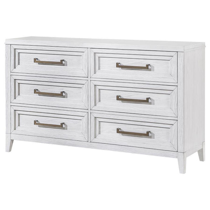 Marielle - 6 - Drawer Bedroom Dresser - Distressed White Dressers modern furniture Contempo Furniture