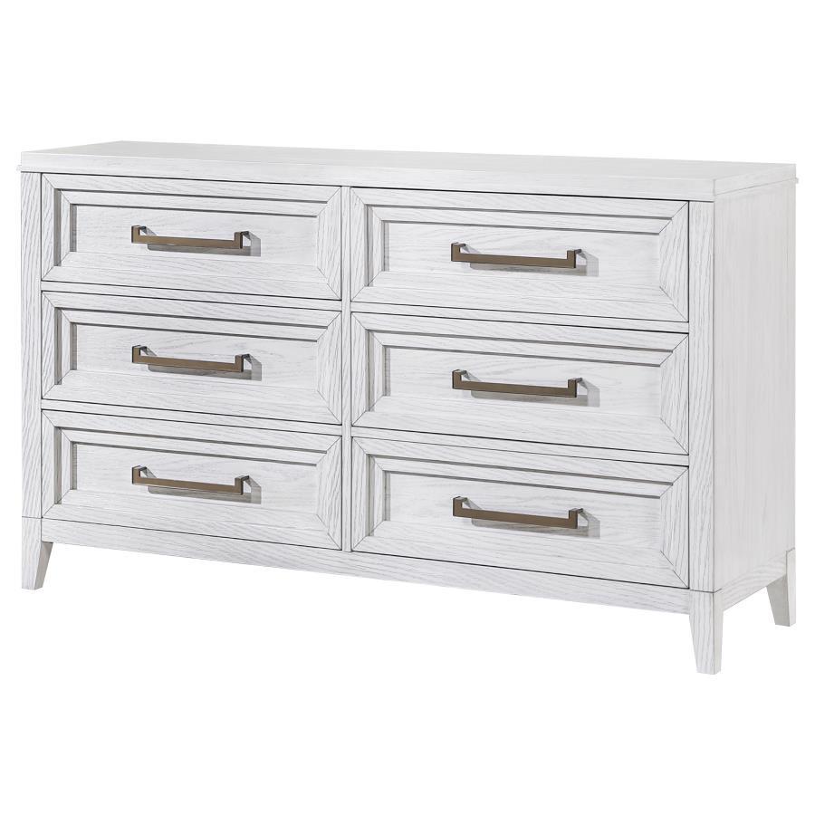 Marielle - 6 - Drawer Bedroom Dresser - Distressed White Dressers modern furniture Contempo Furniture