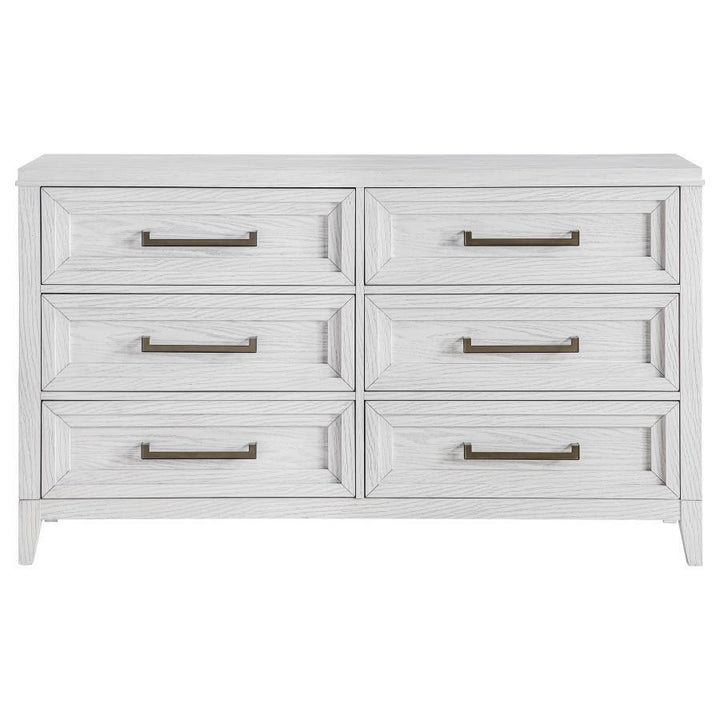 Marielle - 6 - Drawer Bedroom Dresser - Distressed White Dressers modern furniture Contempo Furniture