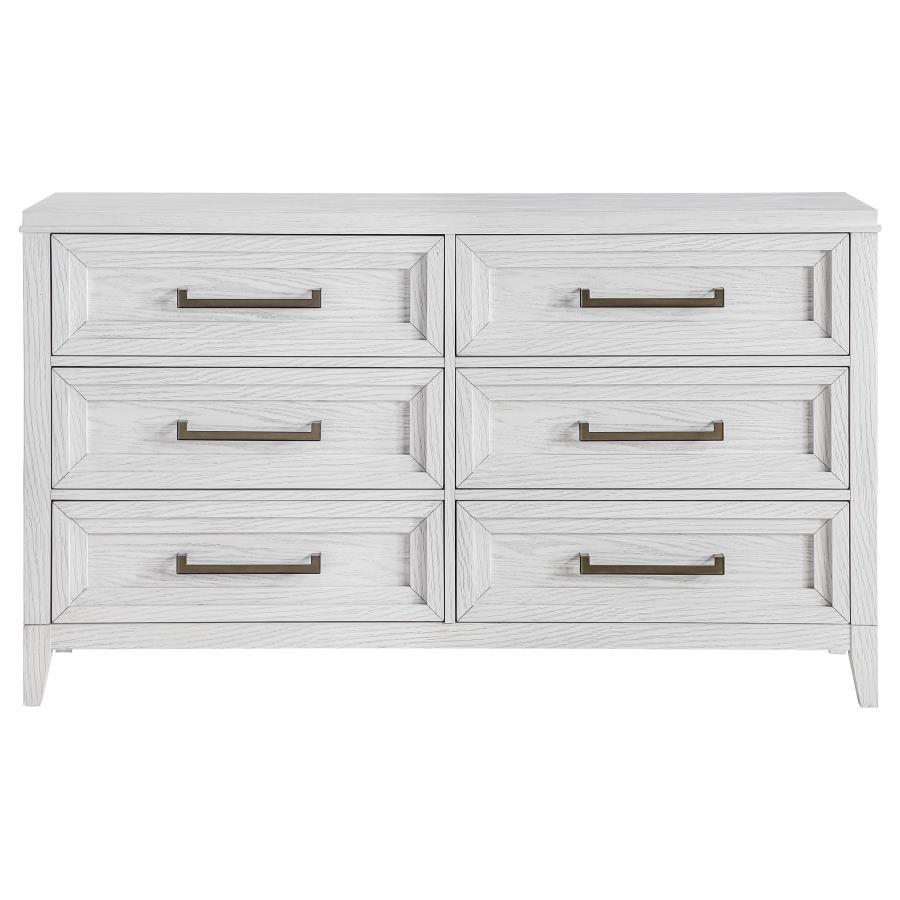 Marielle - 6 - Drawer Bedroom Dresser - Distressed White Dressers modern furniture Contempo Furniture