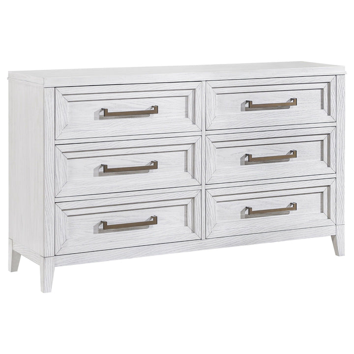 Marielle - 6 - Drawer Bedroom Dresser - Distressed White Dressers modern furniture Contempo Furniture