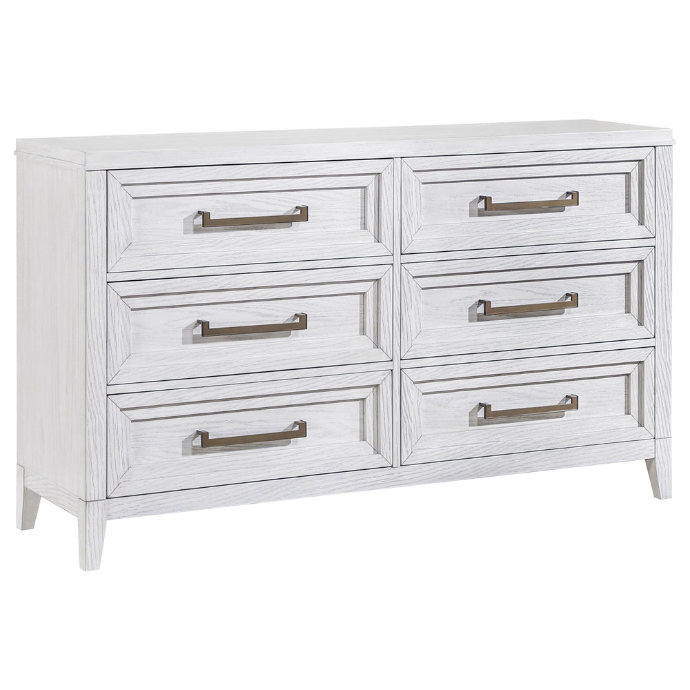 Marielle - 6 - Drawer Bedroom Dresser - Distressed White Dressers modern furniture Contempo Furniture