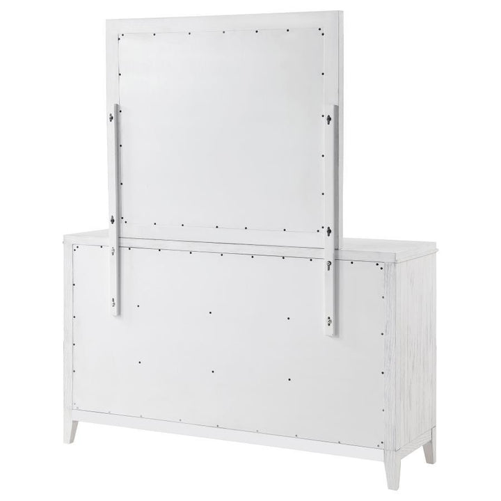 Marielle - 6 - Drawer Dresser With Mirror - Distressed White Dresser &amp; Mirror modern furniture Contempo Furniture