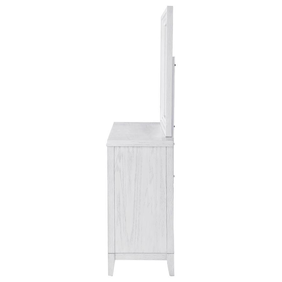 Marielle - 6 - Drawer Dresser With Mirror - Distressed White Dresser & Mirror modern furniture Contempo Furniture