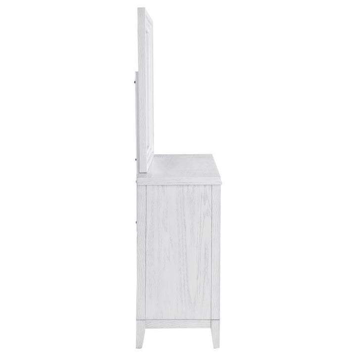 Marielle - 6 - Drawer Dresser With Mirror - Distressed White Dresser &amp; Mirror modern furniture Contempo Furniture