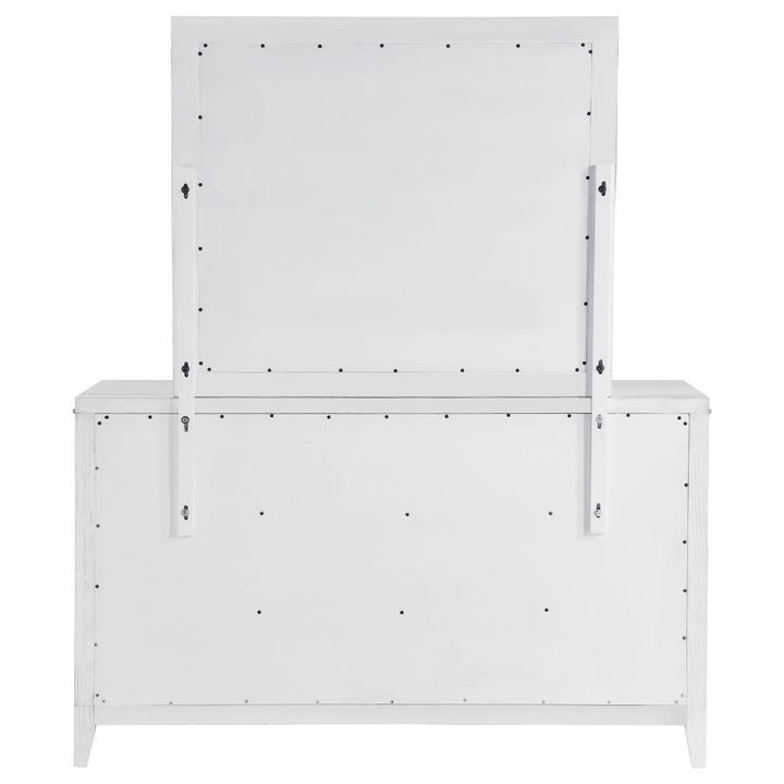 Marielle - 6 - Drawer Dresser With Mirror - Distressed White Dresser &amp; Mirror modern furniture Contempo Furniture