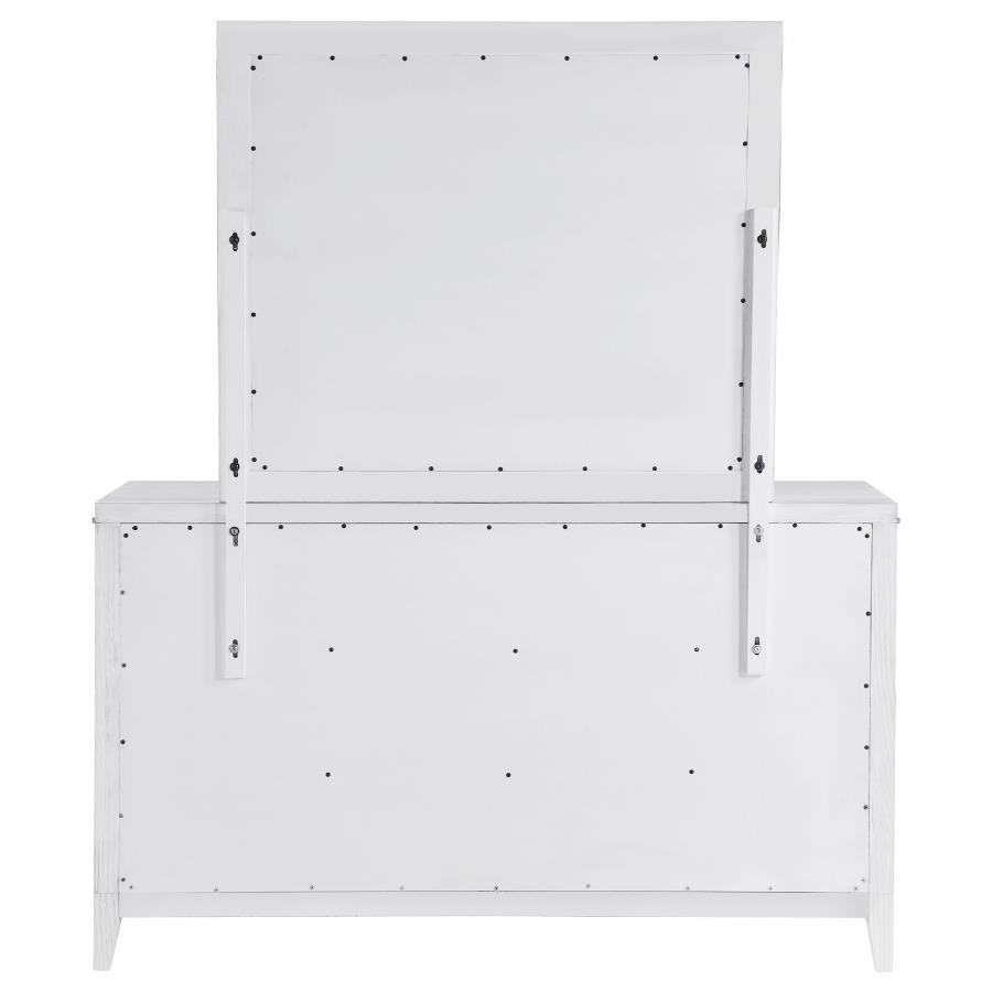 Marielle - 6 - Drawer Dresser With Mirror - Distressed White Dresser & Mirror modern furniture Contempo Furniture