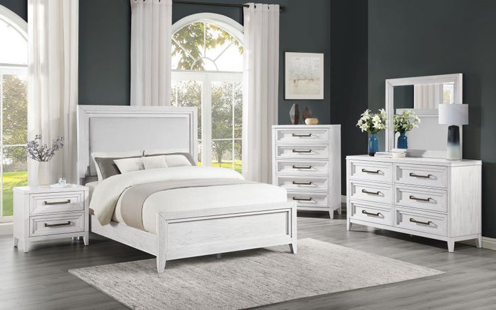Marielle - Dresser Mirror - Distressed White Mirror modern furniture Contempo Furniture