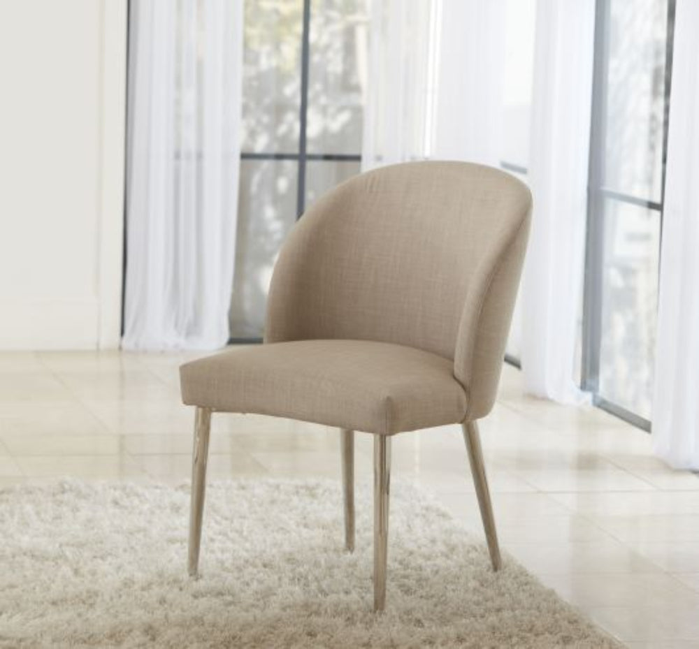 Marilyn Upholstered Dining Chair in Shadow and Polished Stainless Steel (Set of 2) Chair modern furniture Contempo Furniture