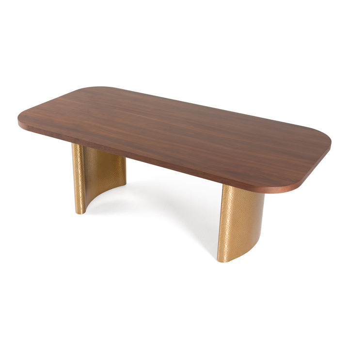 Marjorie - Modern Walnut + Brushed Gold Rectangular Dining Table