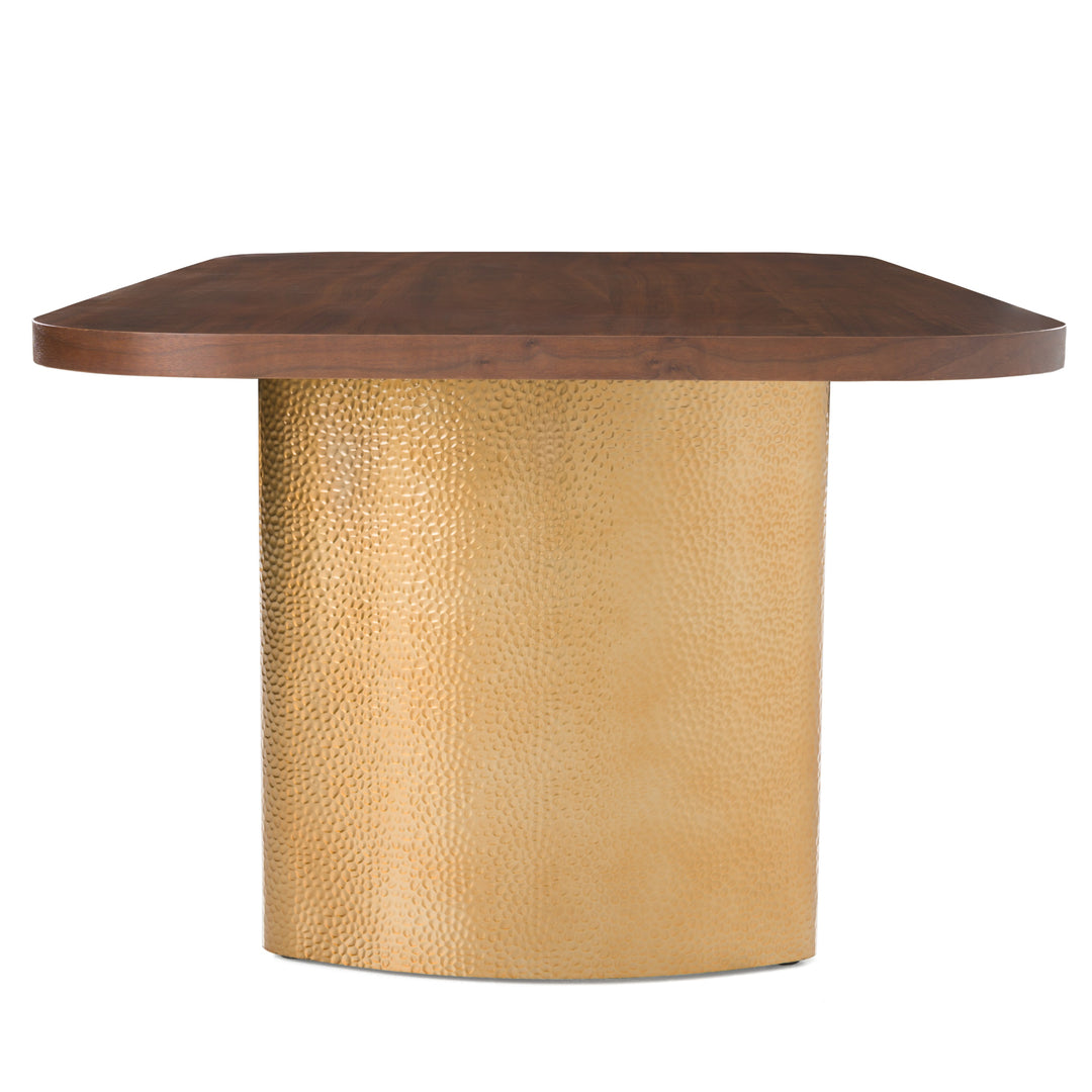 Marjorie  Modern Walnut + Brushed Gold Rectangular Dining Table