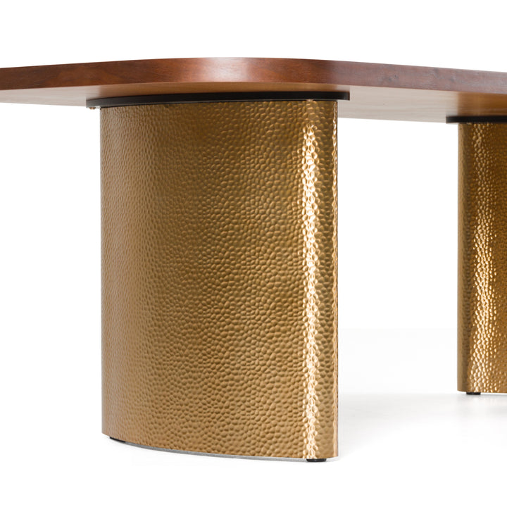 Marjorie  Modern Walnut + Brushed Gold Rectangular Dining Table