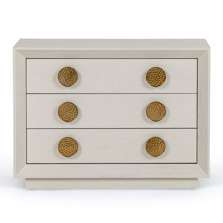 Marjorie - Modern Cream &amp; Brushed Gold Nightstand