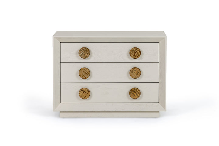 Marjorie - Modern Cream  and  Brushed Gold Nightstand