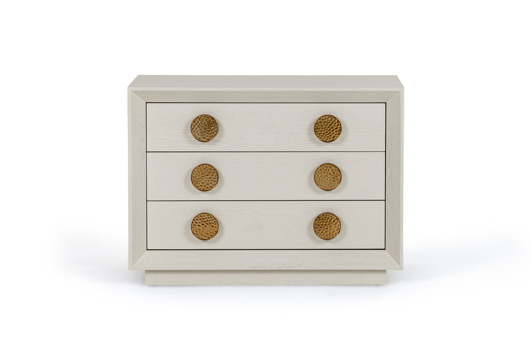 Marjorie  Modern Cream & Brushed Gold Nightstand