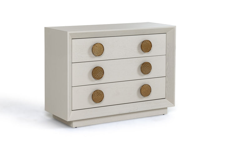 Marjorie - Modern Cream  and  Brushed Gold Nightstand
