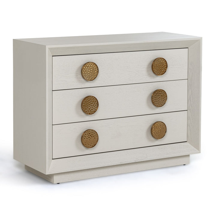 Marjorie - Modern Cream &amp; Brushed Gold Nightstand