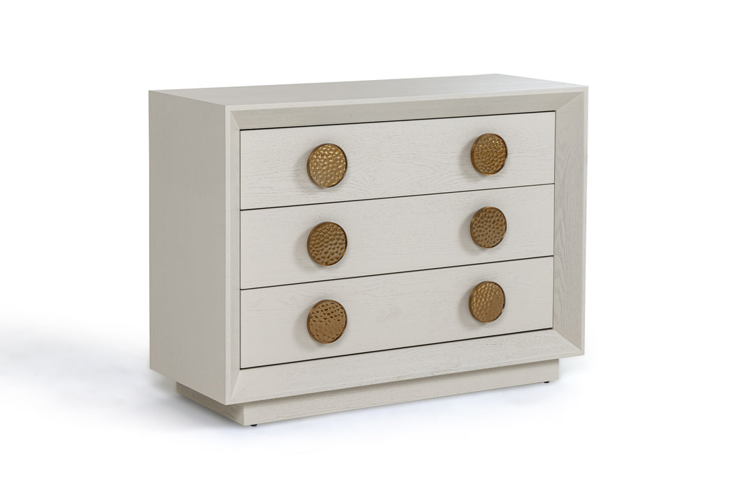 Marjorie  Modern Cream & Brushed Gold Nightstand