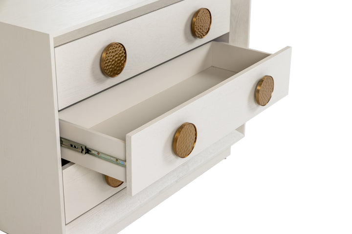 Marjorie - Modern Cream  and  Brushed Gold Nightstand