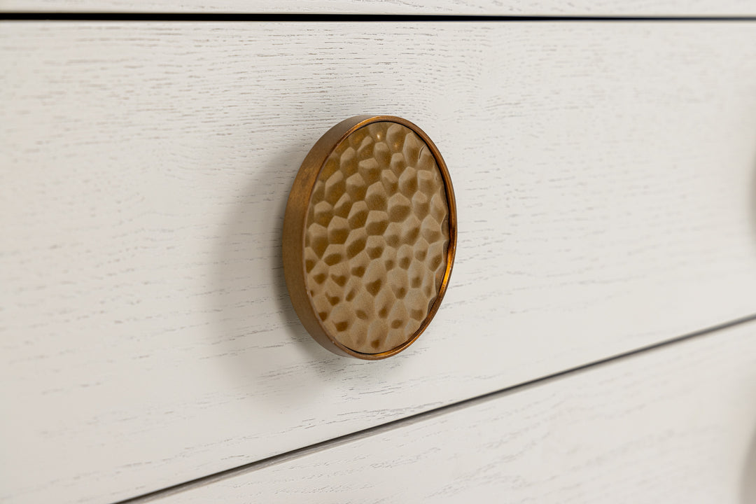 Marjorie  Modern Cream & Brushed Gold Nightstand