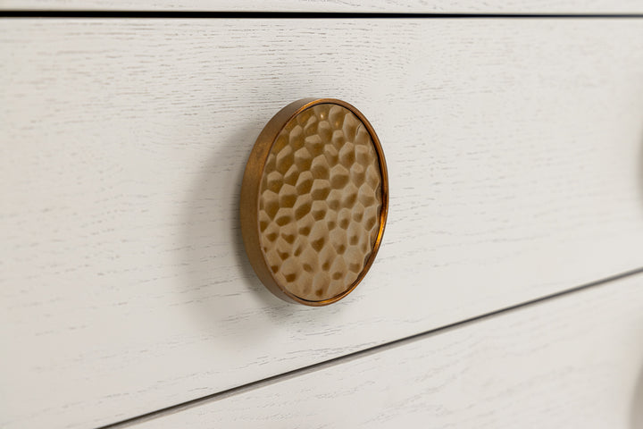 Marjorie - Modern Cream  and  Brushed Gold Nightstand
