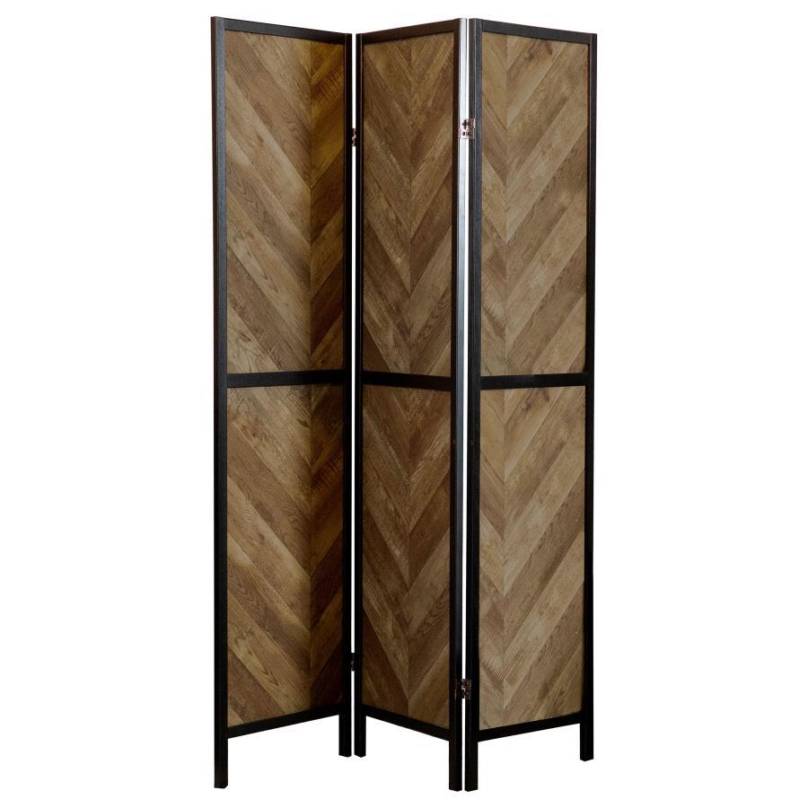 Marlene - 3 - Panel Room Divider Folding Screen - Rustic Tobacco Room Divider modern furniture Contempo Furniture