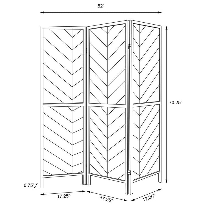 Marlene - 3 - Panel Room Divider Folding Screen - Rustic Tobacco Room Divider modern furniture Contempo Furniture