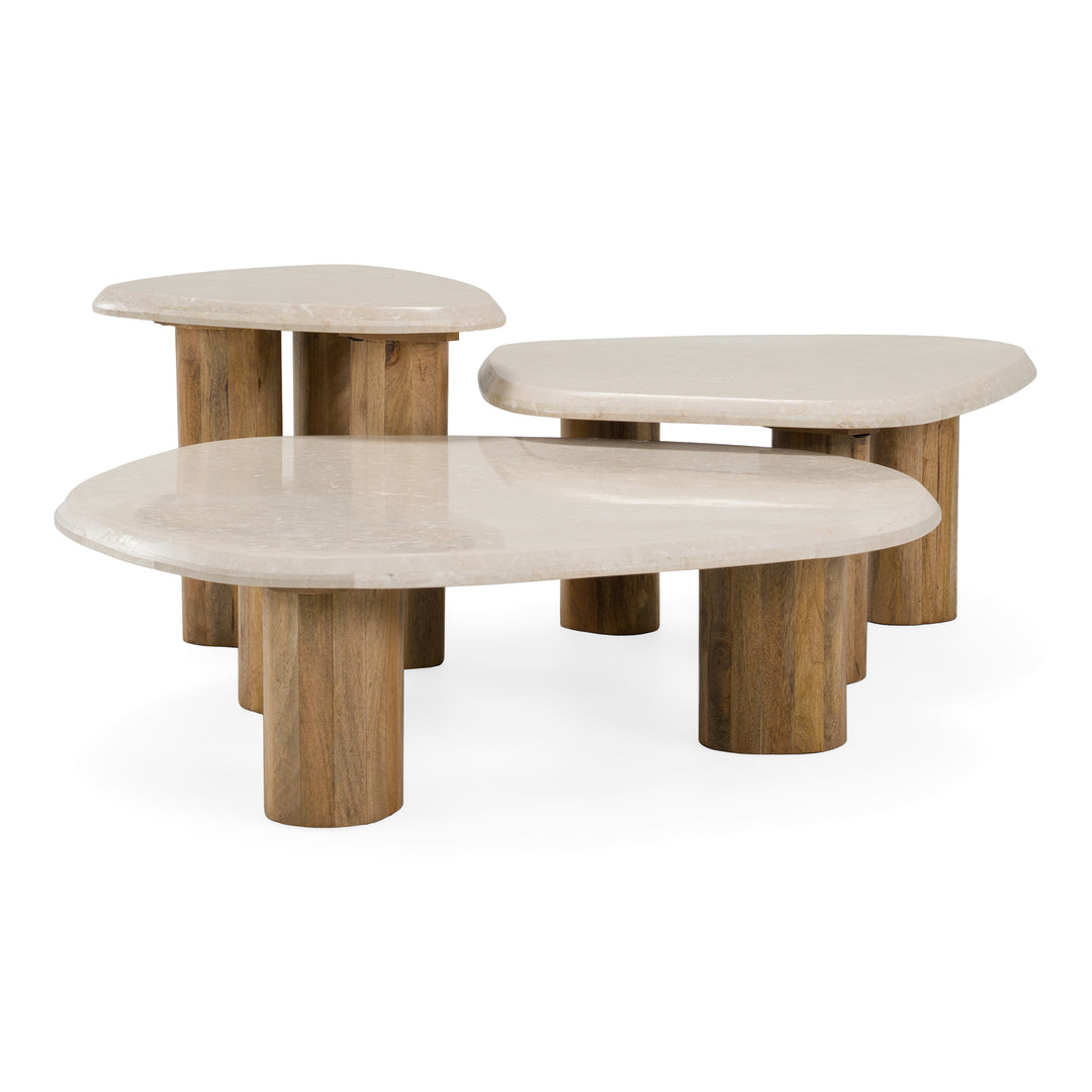 Marlin - Modern Marble + Mango Wood Nesting Table Set