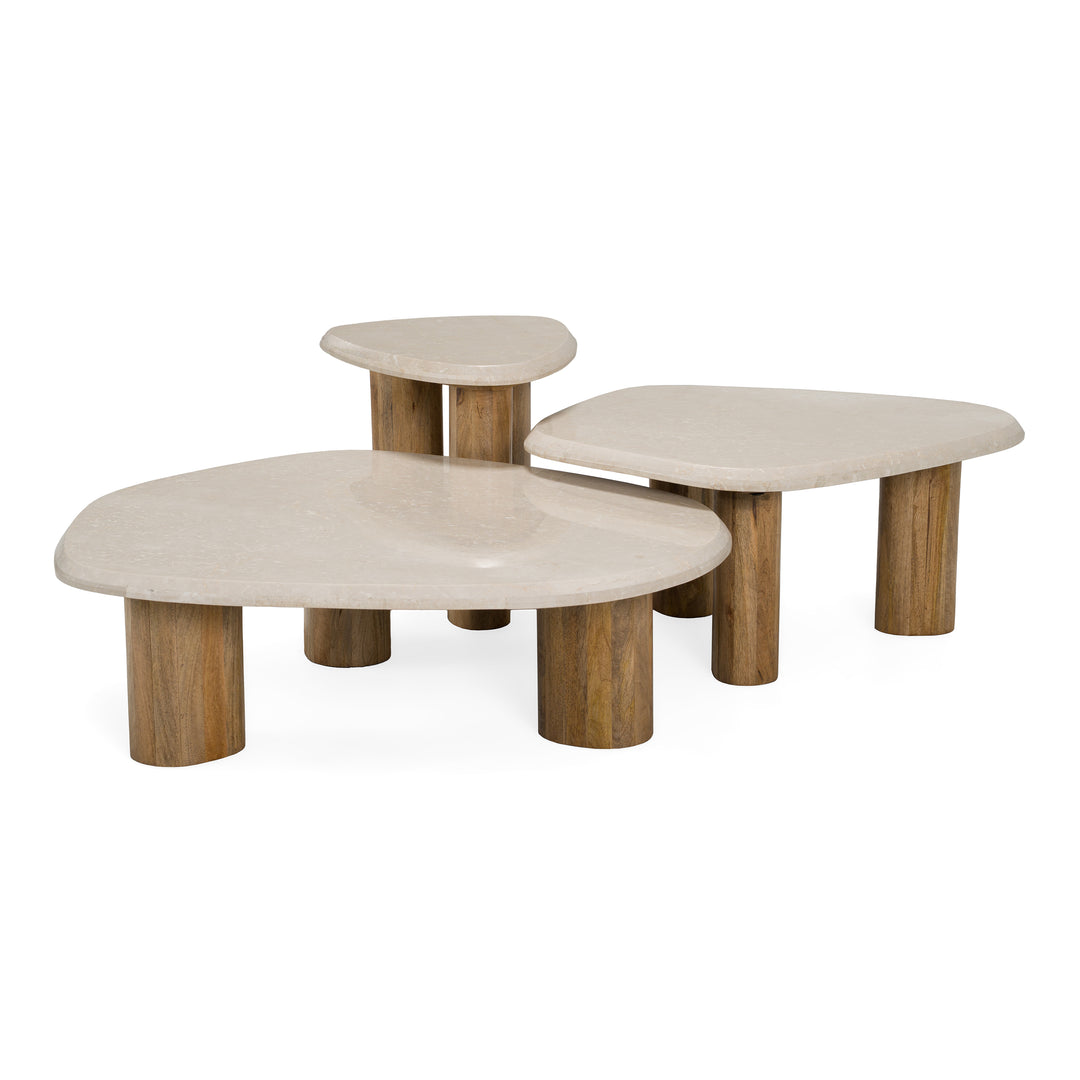 Marlin - Modern Marble + Mango Wood Nesting Table Set