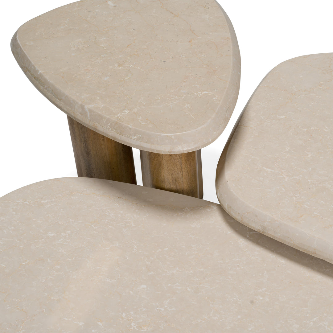 Marlin - Modern Marble + Mango Wood Nesting Table Set