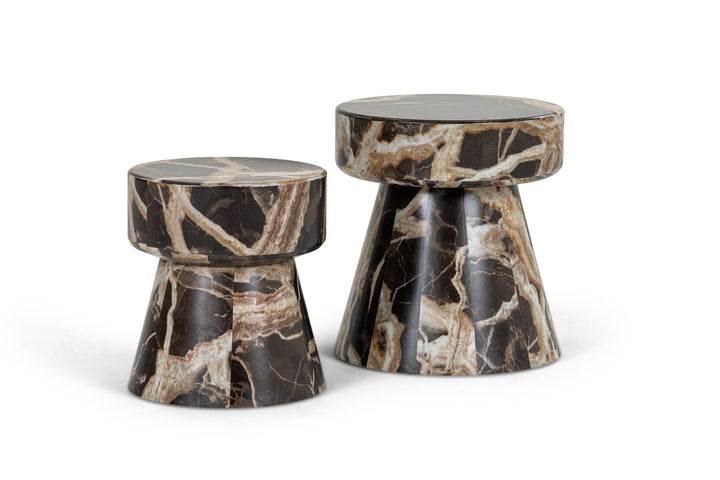 Marlow - Modern Faux Marble End Table Set